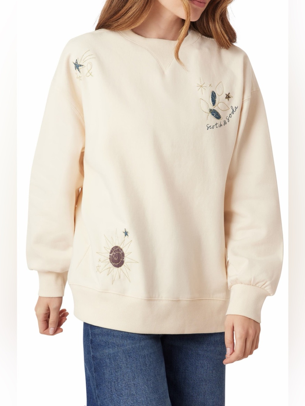 Scotch & Soda Oversize Graphic Sweatshirt Size L Off White NWOT